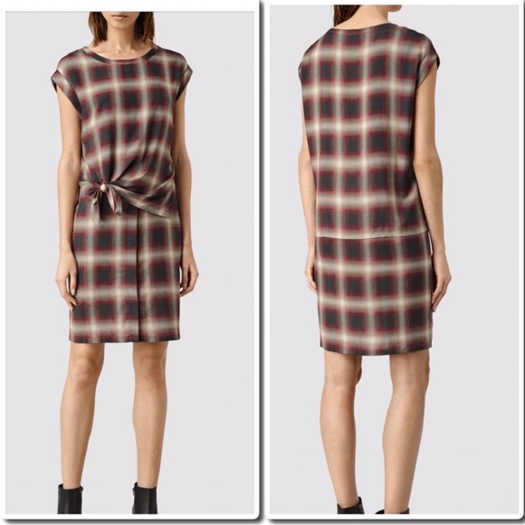 AllSaints “Heny” Tie-Front Check Dress size US 6/ UK 10 - Picture 3 of 11